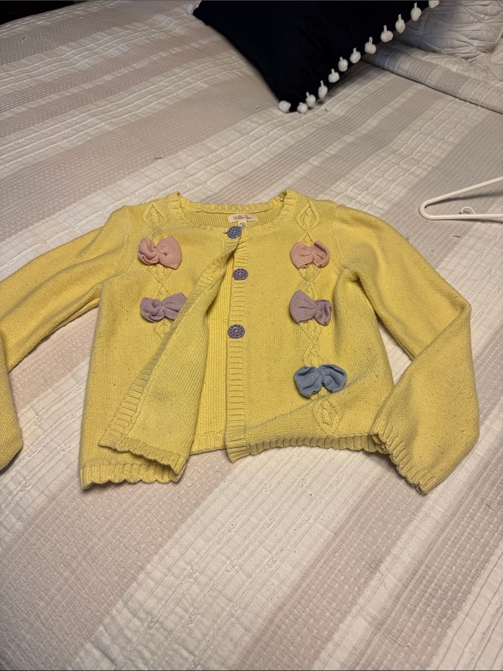 Matilda, Jane sweater Yellow Knit Girls' Cardigan with Pastel Bows size 8